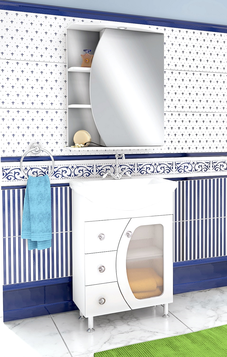 Зеркало-шкаф Runo Линда 60 R, белый