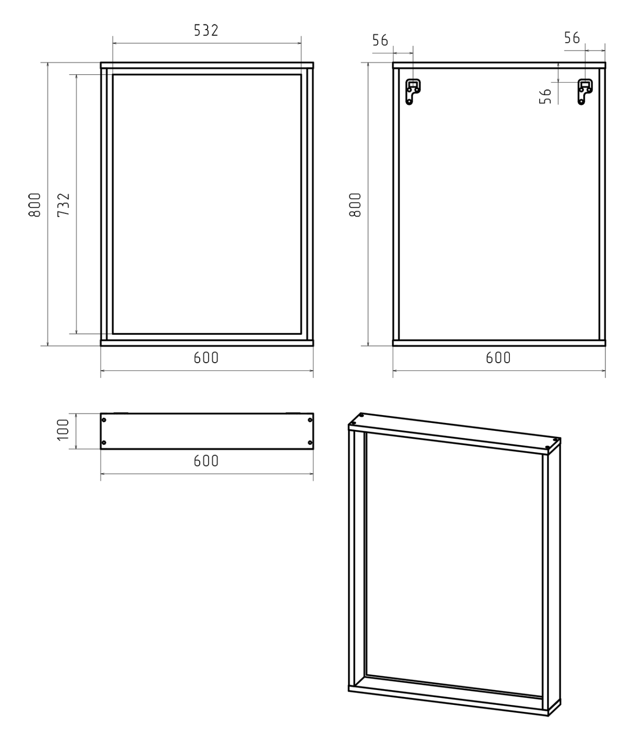 Зеркало Brevita Dallas 60 темное дерево
