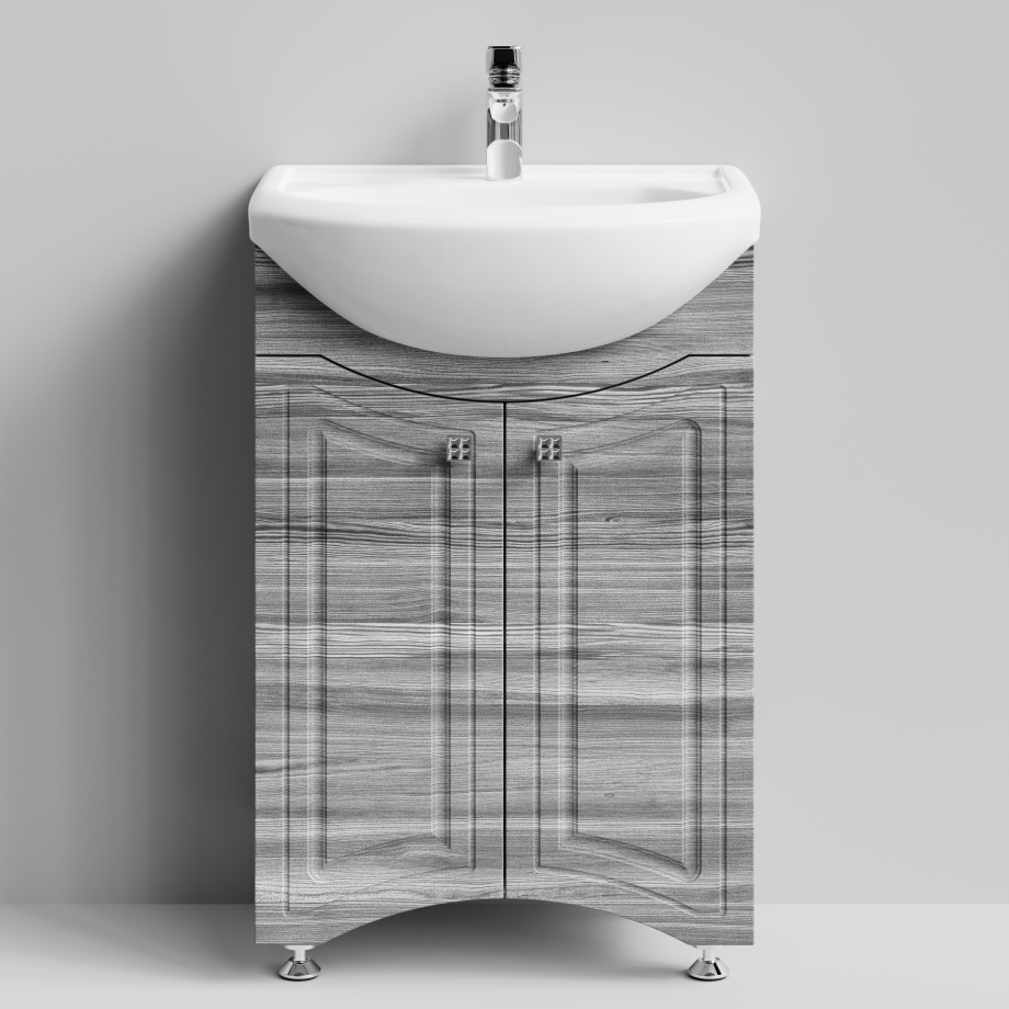 Тумба с раковиной Адам 55 напольная, Лиственница структурная контрастно-серая