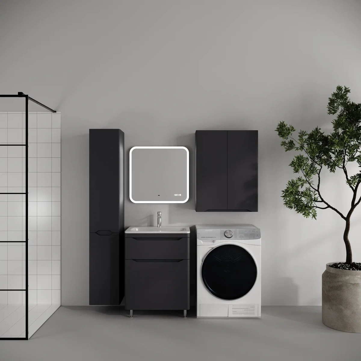 Шкаф навесной Style Line Марелла мини 600 антискрейтч графит матовый от магазина Vanna-Vanna.ru!