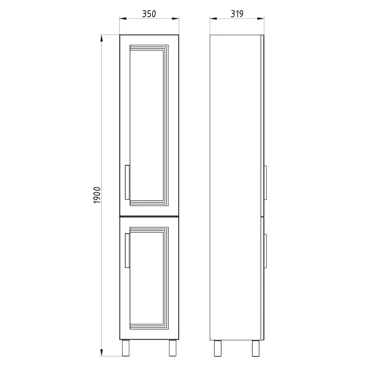 Пенал Асб-мебель София 40 R напольный, белый матовый