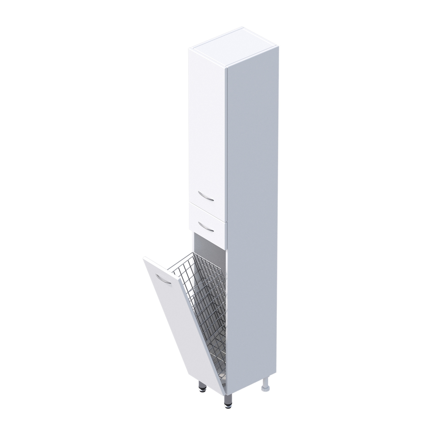 Пенал Onika Модерн 26 напольный, белый, с бельевой корзиной, левый