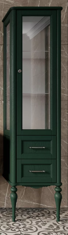 Пенал напольный ValenHouse Эстетика 50 R витрина, зеленый, хром