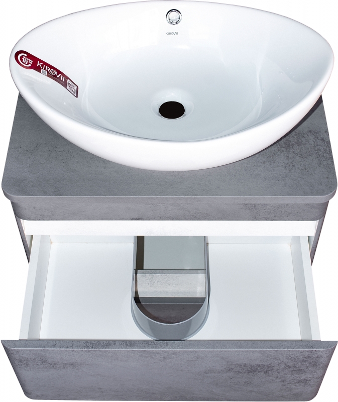 Тумба подвесная Style Line Атлантика 80 со столешницей, бетон темный