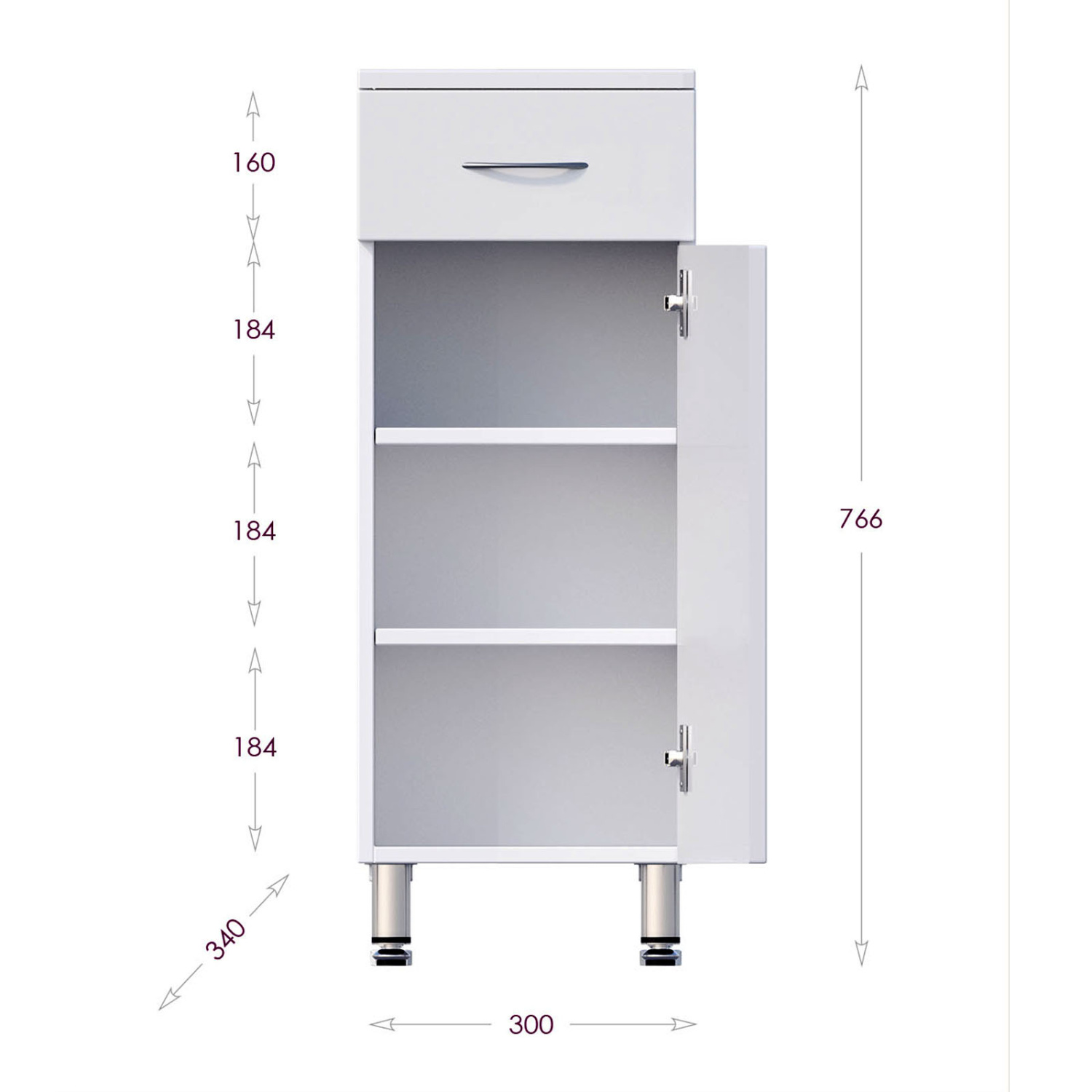 Тумба-комод Onika Каприз 30 R, белая