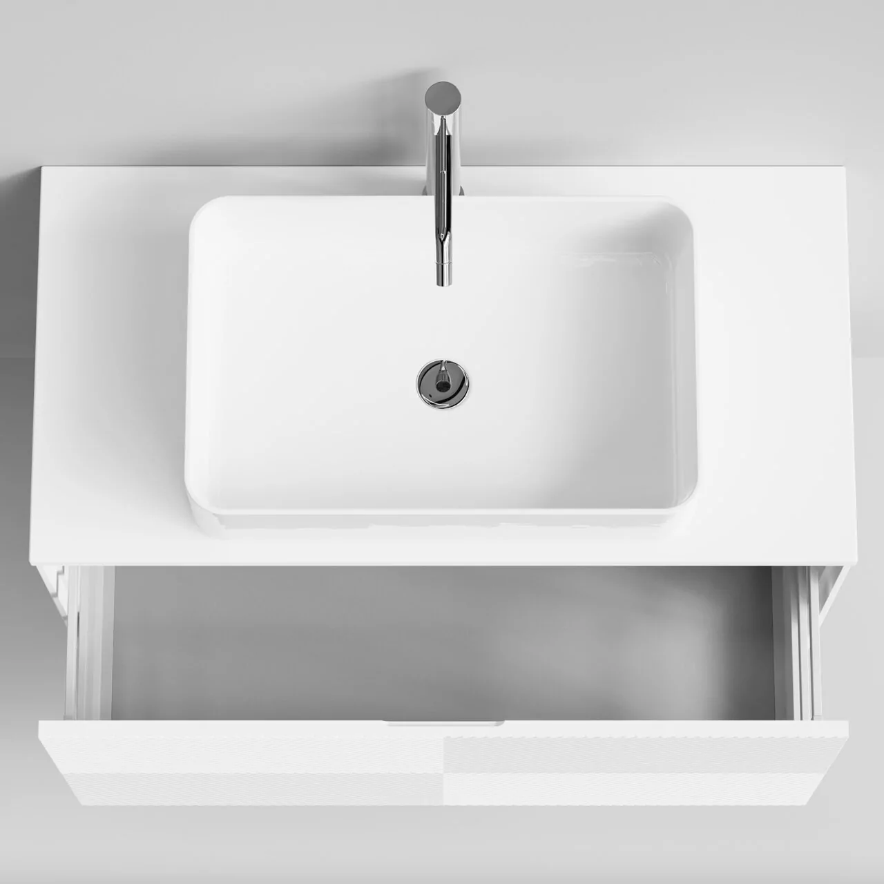 Тумба подвесная Vod-ok Соло 90 с раковиной Олимпия 560, белый + 7 цветов