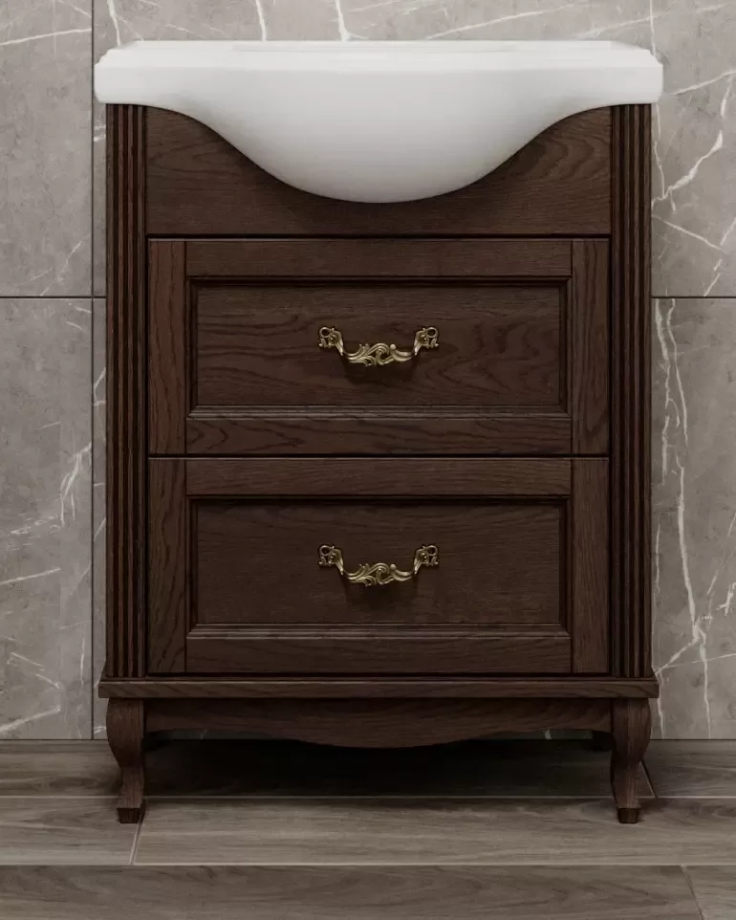 Тумба напольная ValenHouse Эллина 65/2 с раковиной Классик 65, 2 ящика, кальяри, бронза