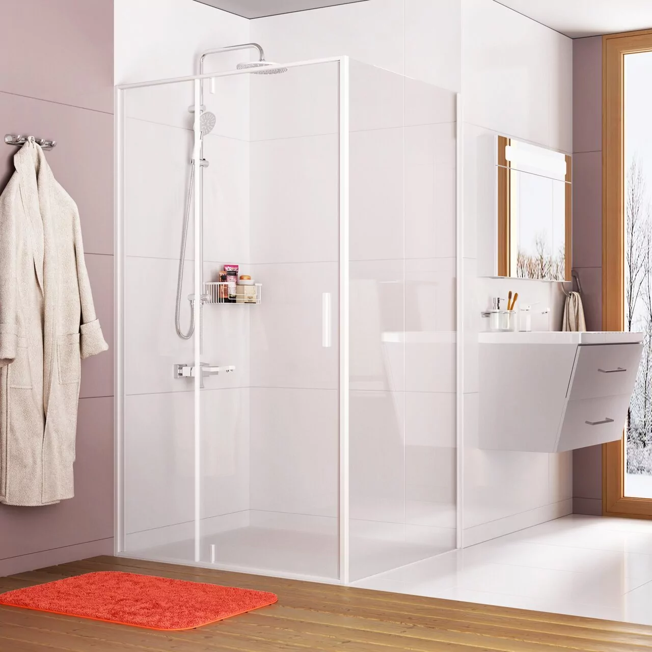 Душевой уголок WasserKraft Neime 19P07 120х90 прямоугольный, без поддона, прозрачное стекло, белый