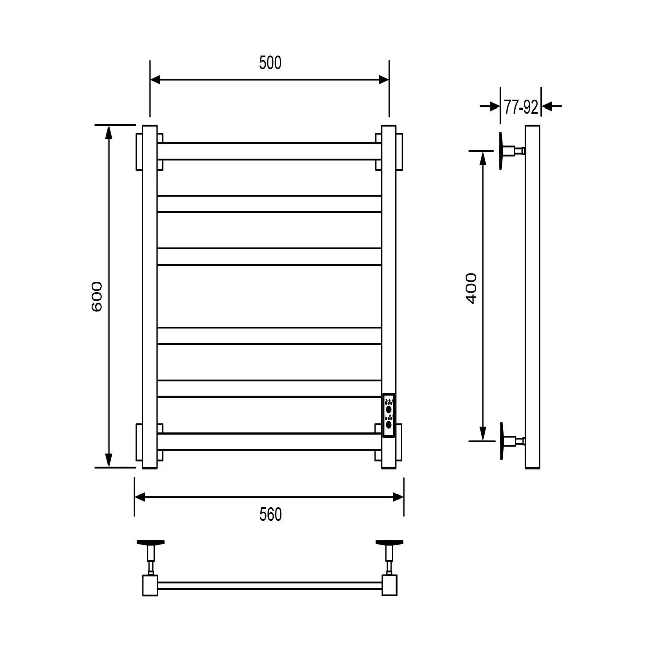 Полотенцесушитель электрический Veconi Barro-A B6050CH-A 500х600, хром