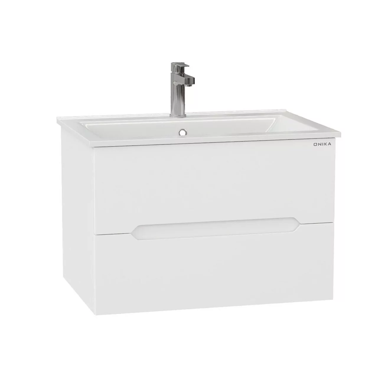 Тумба подвесная Onika Айленд 70 с раковиной Бергамо Нова 70, белая