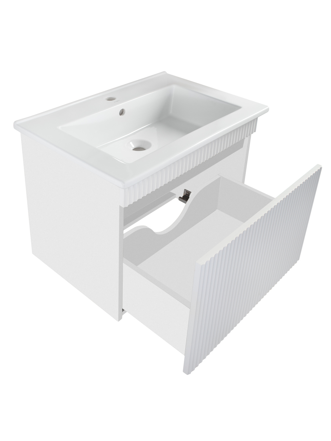 Тумба напольная Runo Модена 75 2 ящика, с раковиной Оскар 75, белый