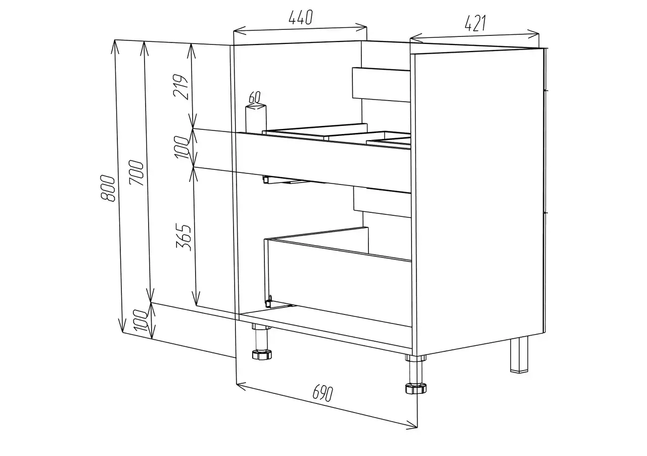 Тумба с раковиной Vod-ok Адель 70 напольная, белая + 13 цветов
