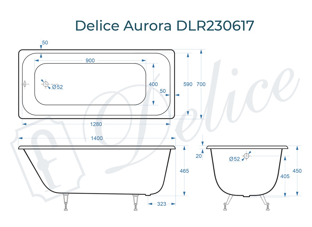 Ванна чугунная Delice Aurora 140х70 DLR230617