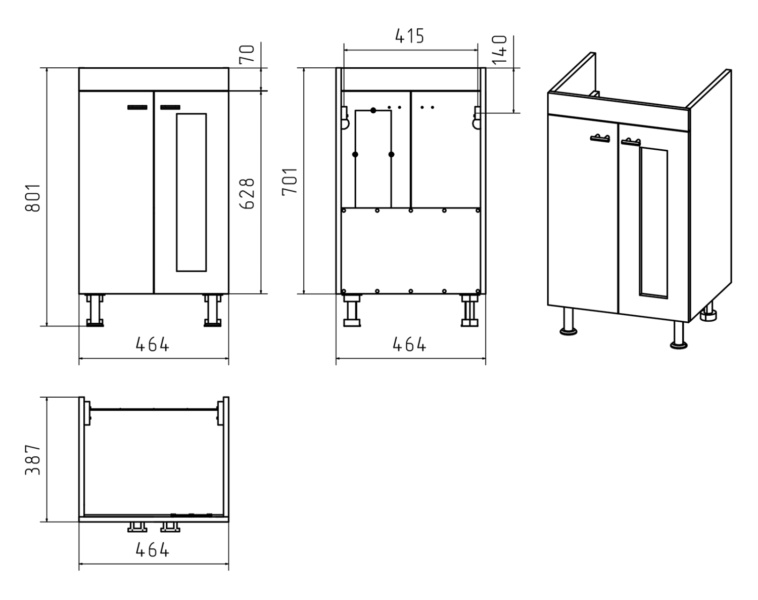 Тумба с раковиной Misty Урал 50 белый