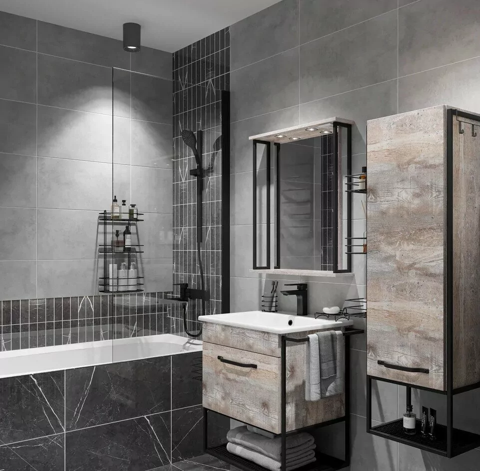 Зеркало Sanflor Бруклин 60 свет, бетон пайн, экзотик