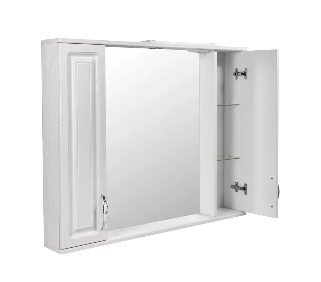 Зеркало со шкафчиком Stella Polar Кармела 100/С R свет, Люкс белое серебро