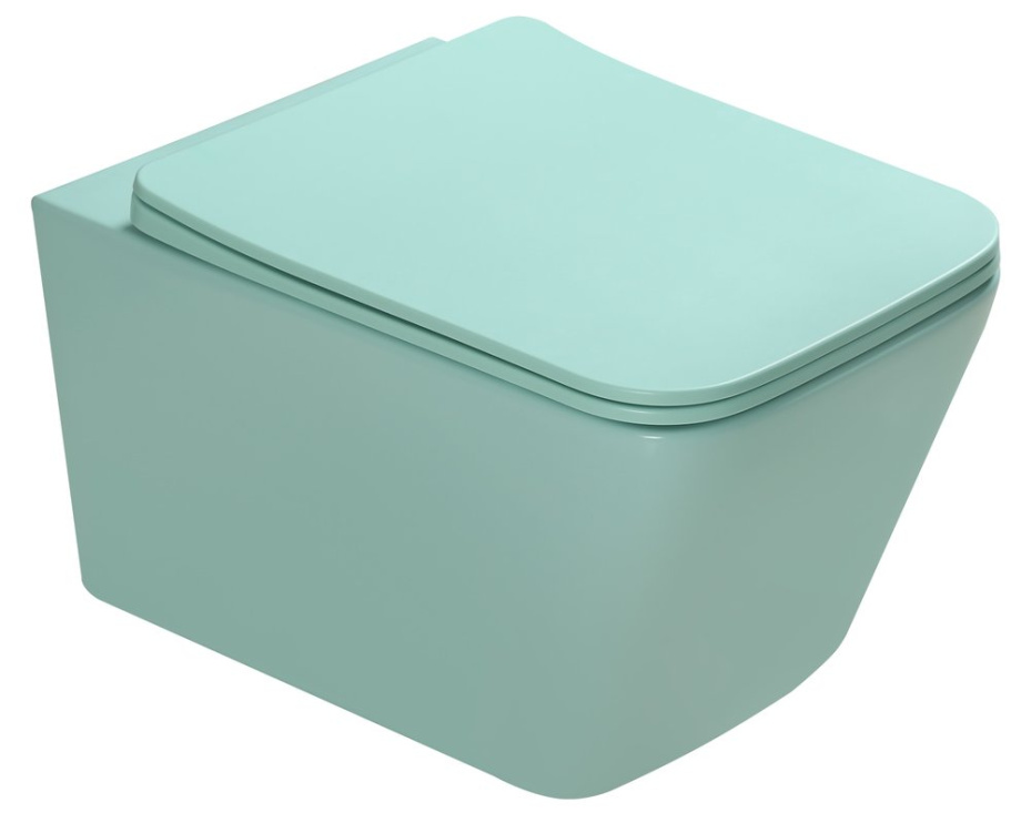 Унитаз SantiLine SL-5007T-LG подвесной, безободковый, с микролифт, светло-зеленый матовый