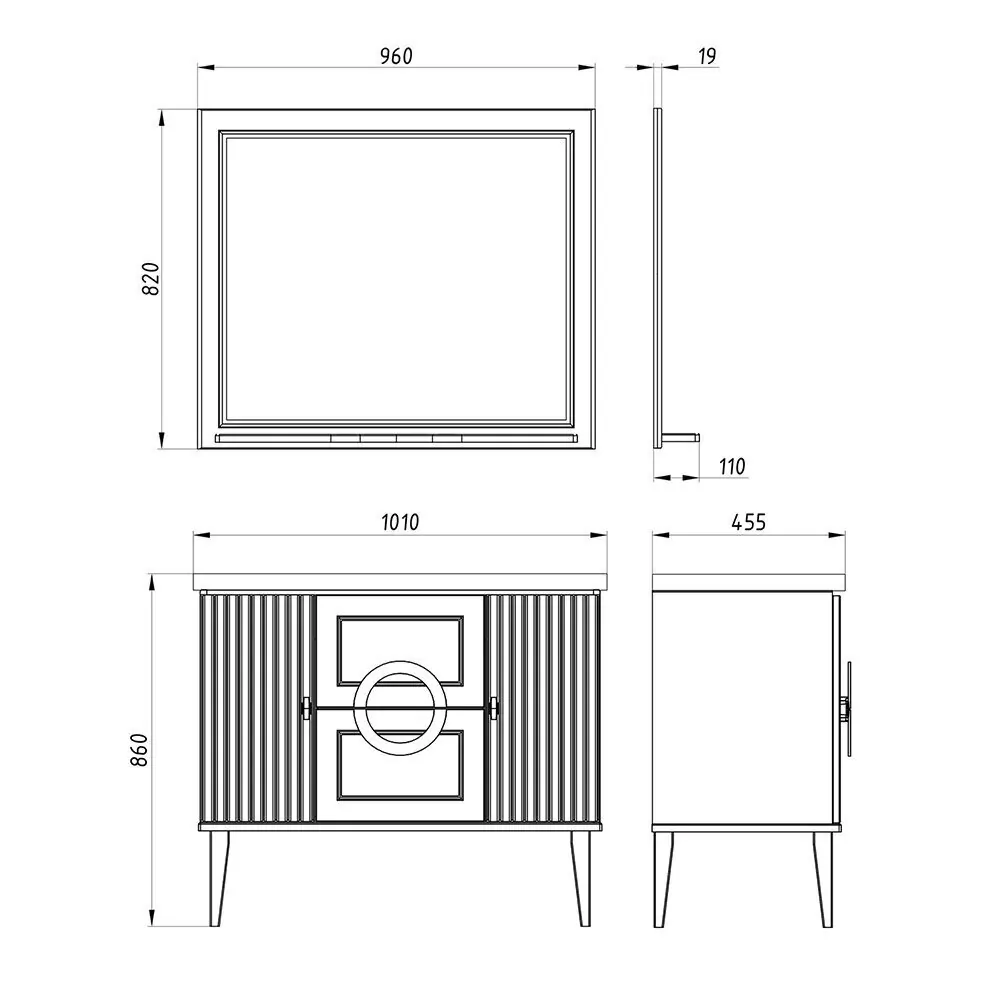 Зеркало ASB Woodline Федерика 100 тирамису софт