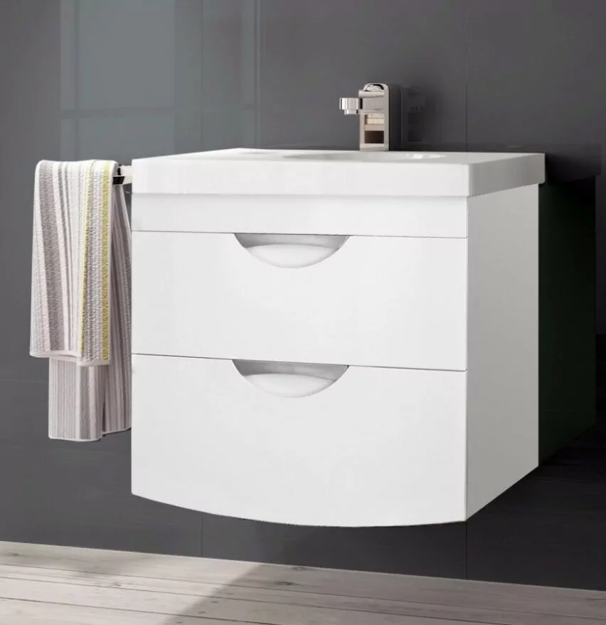 Тумба с раковиной Style Line Жасмин-2 60 Люкс Plus, подвесная, белая