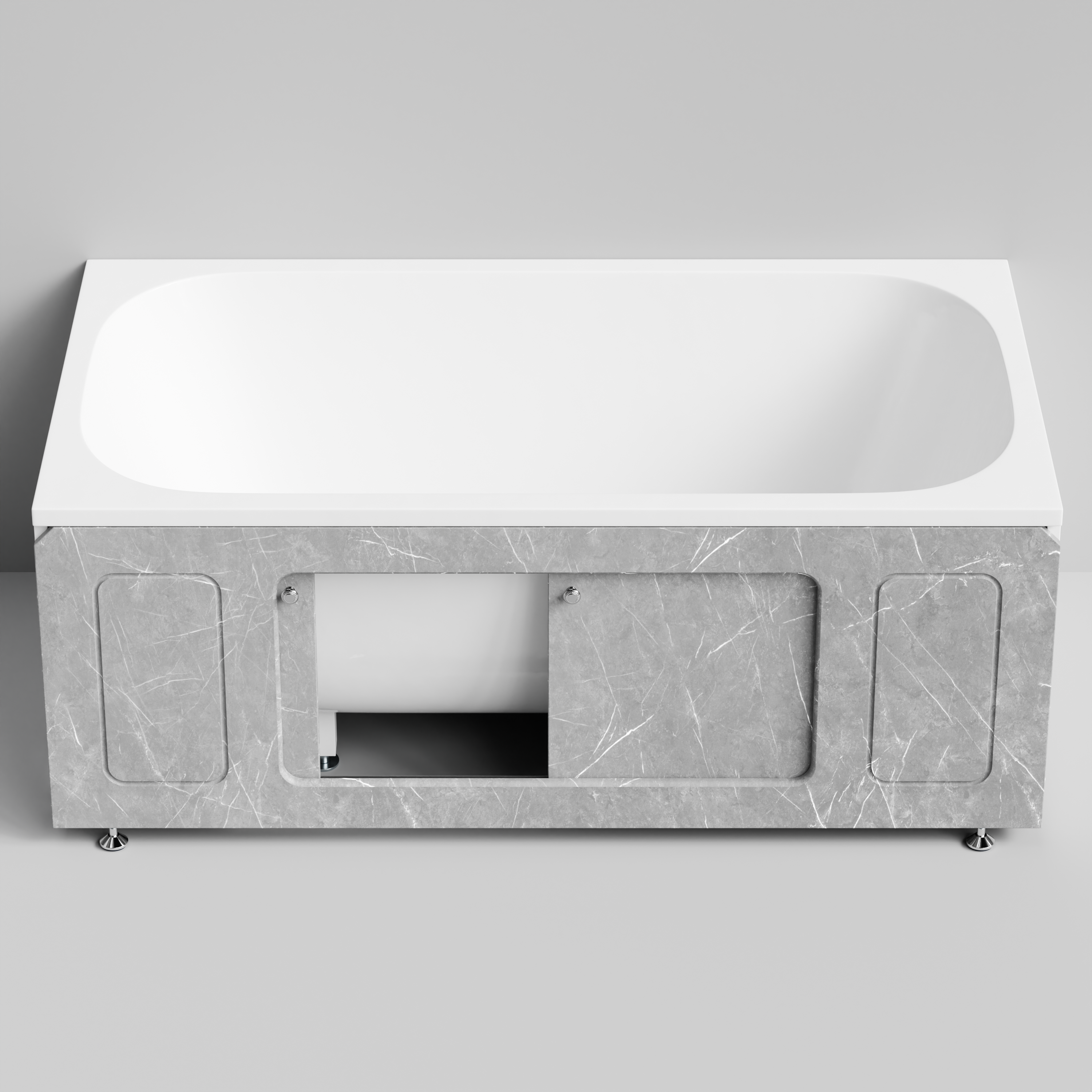 Экран под ванну Vod-ok Лидер 150 раздвижной Мрамор Белый софт тач