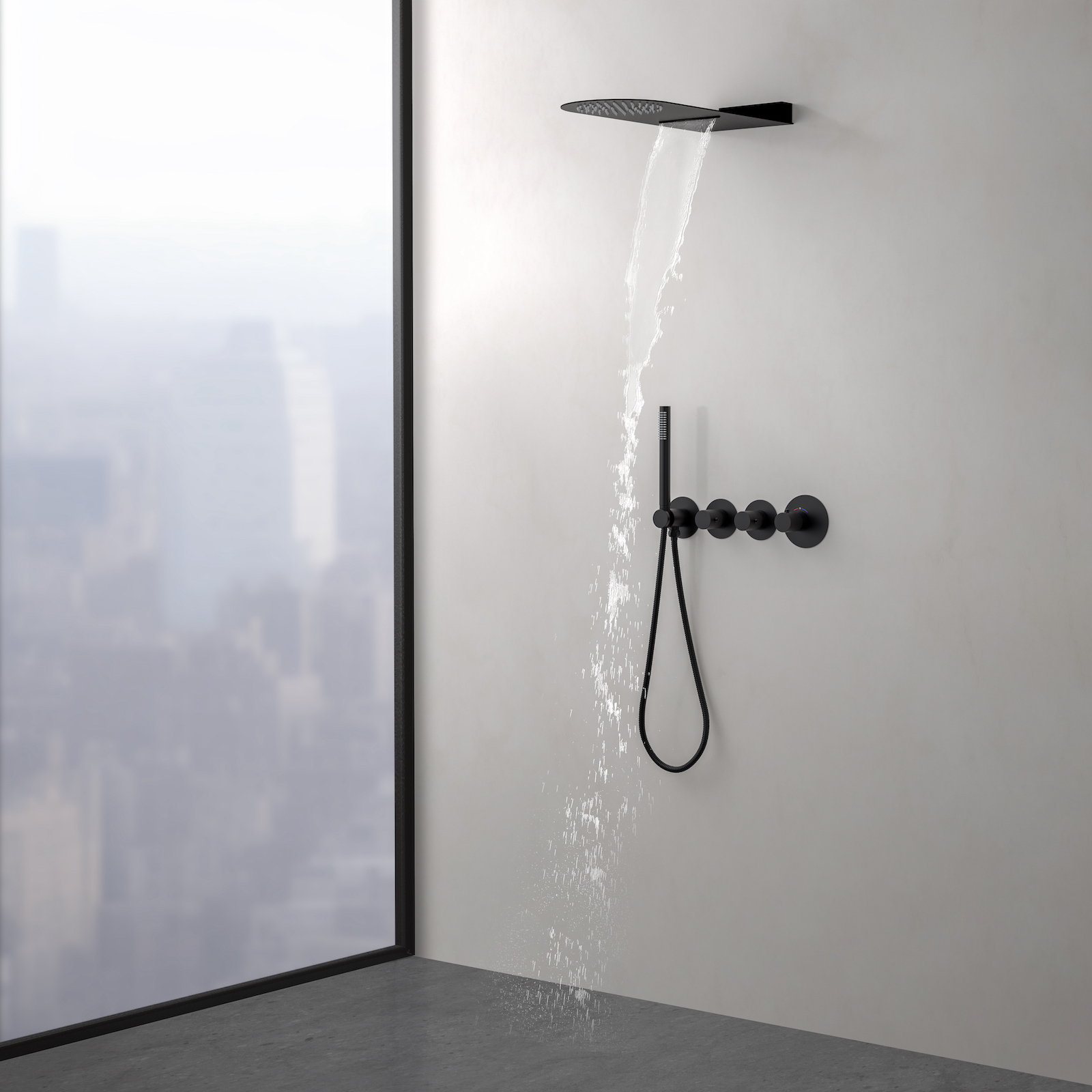 Душевая система встроенная с термостатом Timo Saona SX-2350/03SM черный