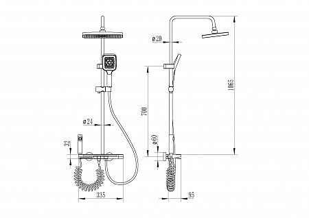 Душевая стойка Ceruttispa TORE графит