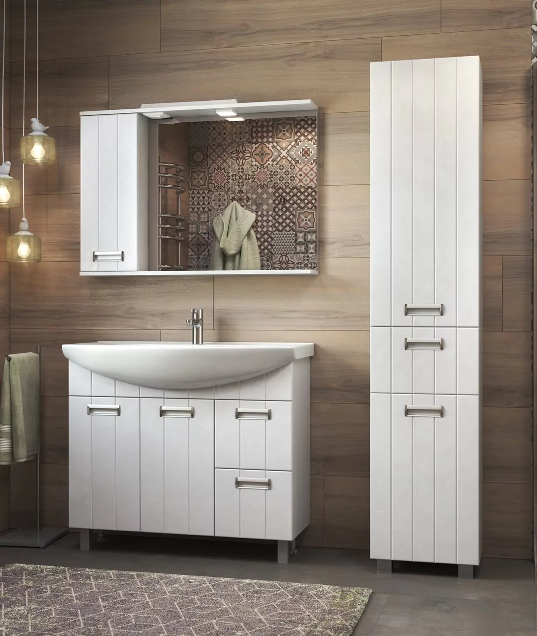 Зеркало с шкафчиком Vigo Diana 100 L подсветка, белый