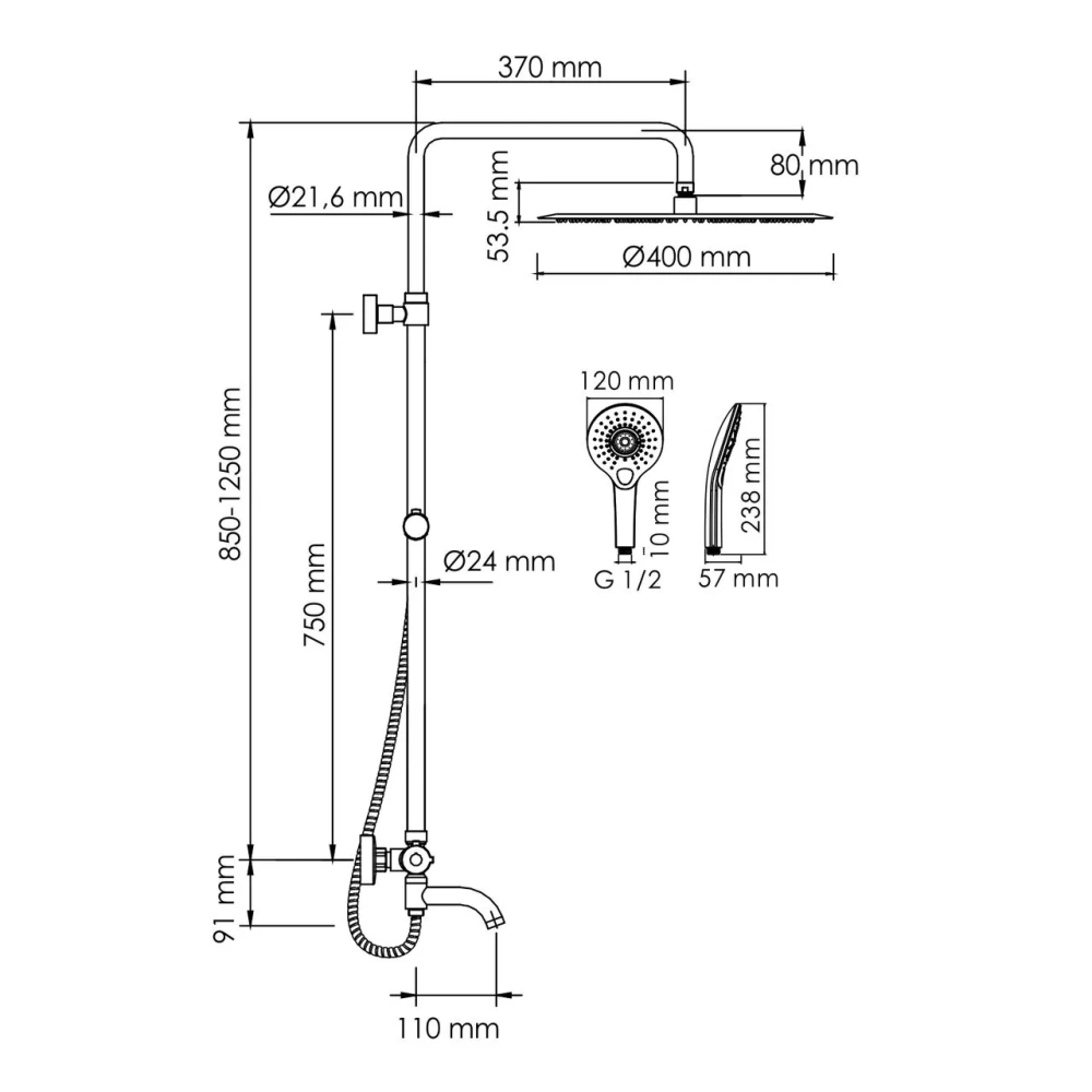 Душевая стойка WasserKraft A188.117.101.010.CH Thermo хром от магазина Vanna-Vanna.ru!