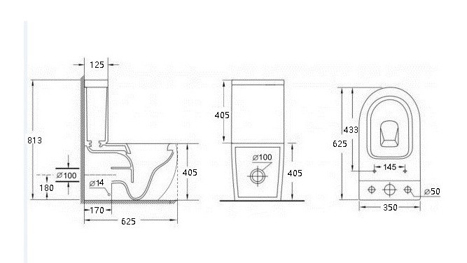 Унитаз напольный Esbano CRISAN (White) 625x365x820