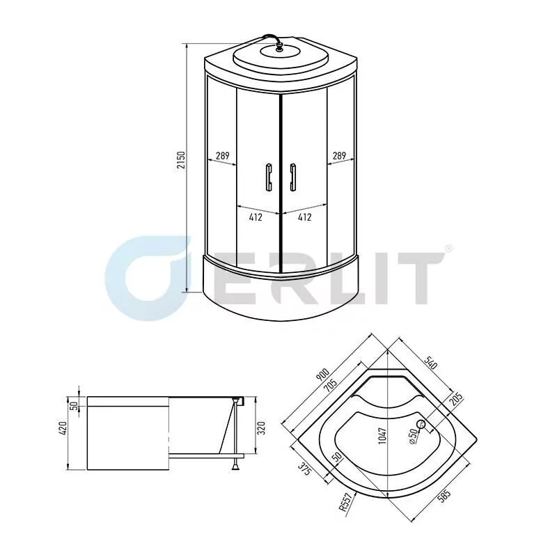 Душевая кабина Erlit ER3508TP-C3-RUS 80х80