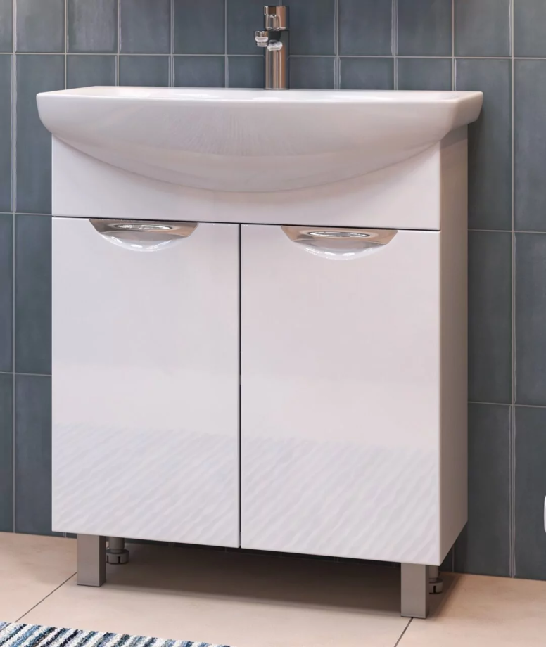 Тумба напольная Vigo Callao 70 с раковиной Балтика 70, 2 двери, белый