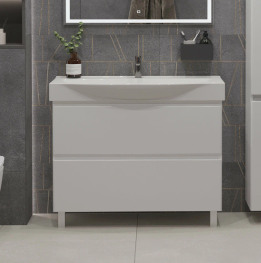 Тумба напольная SanStar Arista 105 с раковиной Элвис 105, белая