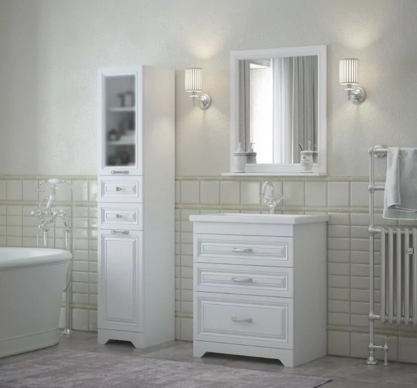 Пенал Corozo Каролина 35 R напольный, с корзиной, белый