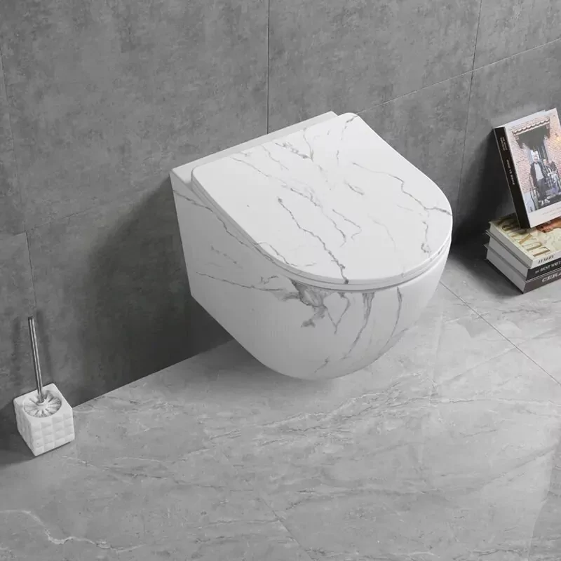 Унитаз Ceruttispa Sella Aria Tornado MMW CT9532 подвесной, белый мрамор