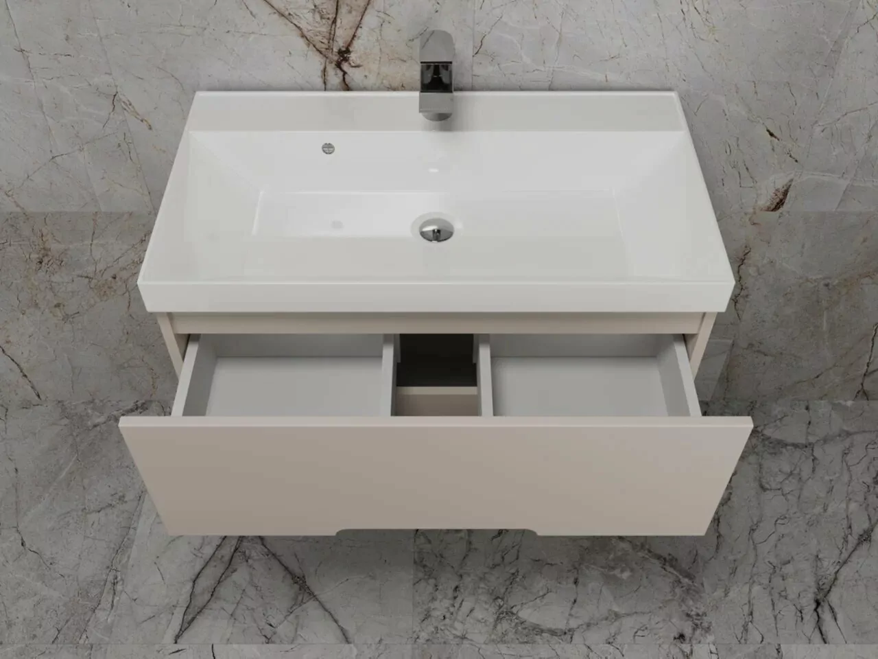 Тумба подвесная Style Line Матис 80 с раковиной Classic 80, крем