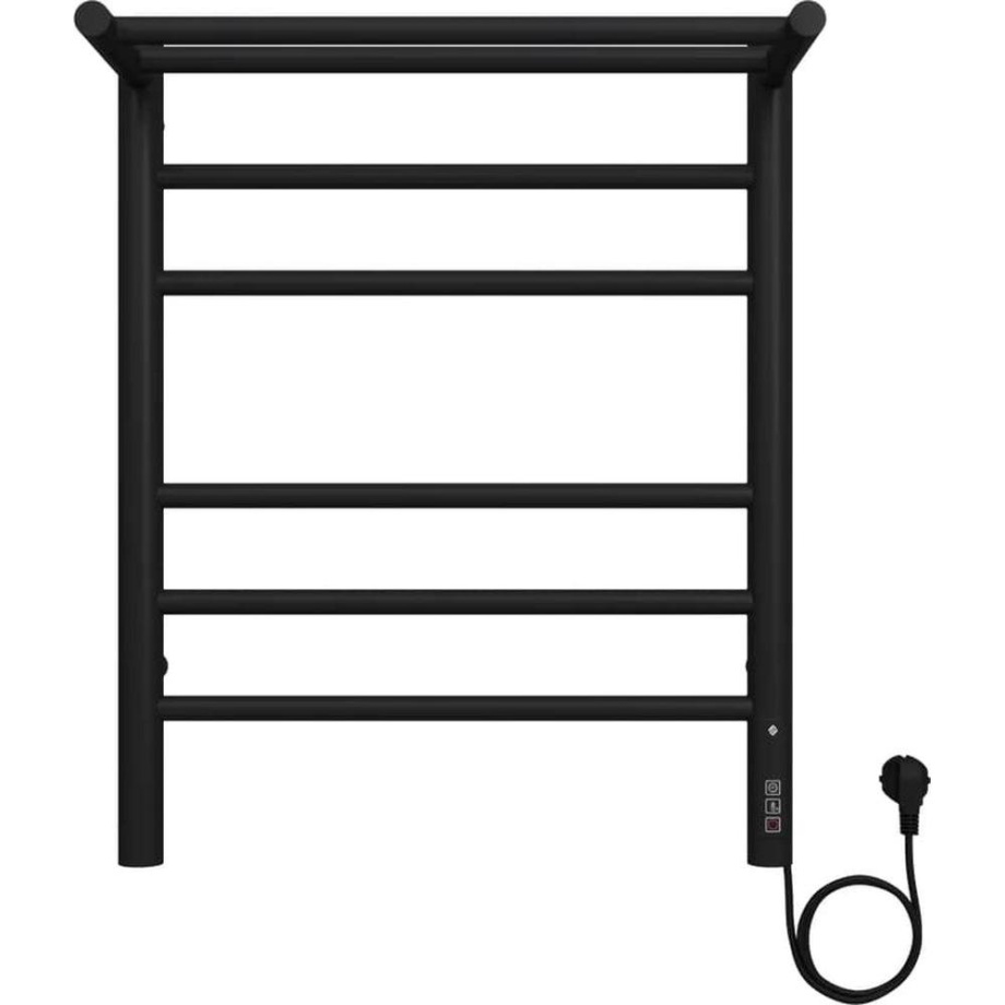 Полотенцесушитель электрический с полкой Terminus Аврора П6 45х60 КС 905, черный матовый