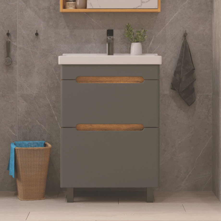 Тумба подвесная SanStar Diva 50 с раковиной Фест 50 (комплект), Gold Craft