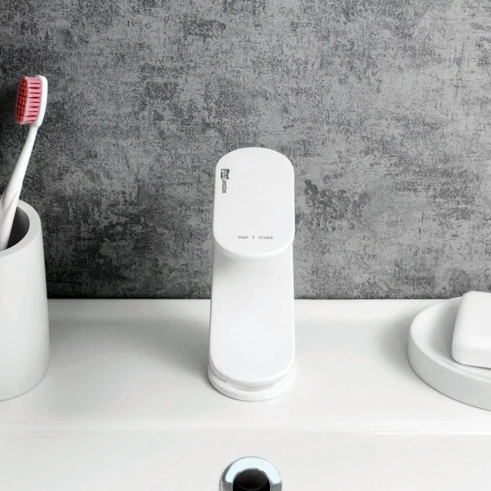 Смеситель для раковины WasserKraft Mindel 8503 белый Soft-touch от магазина Vanna-Vanna.ru!