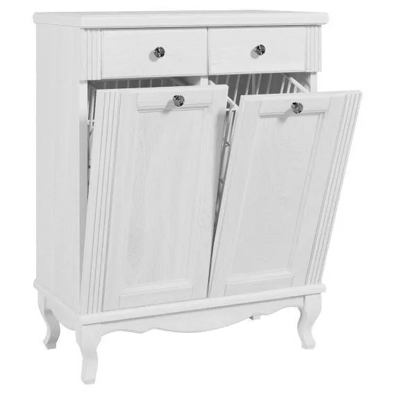 Тумба-комод ValenHouse Лиора 65 2 ящика, с корзиной, белый, ручки хром