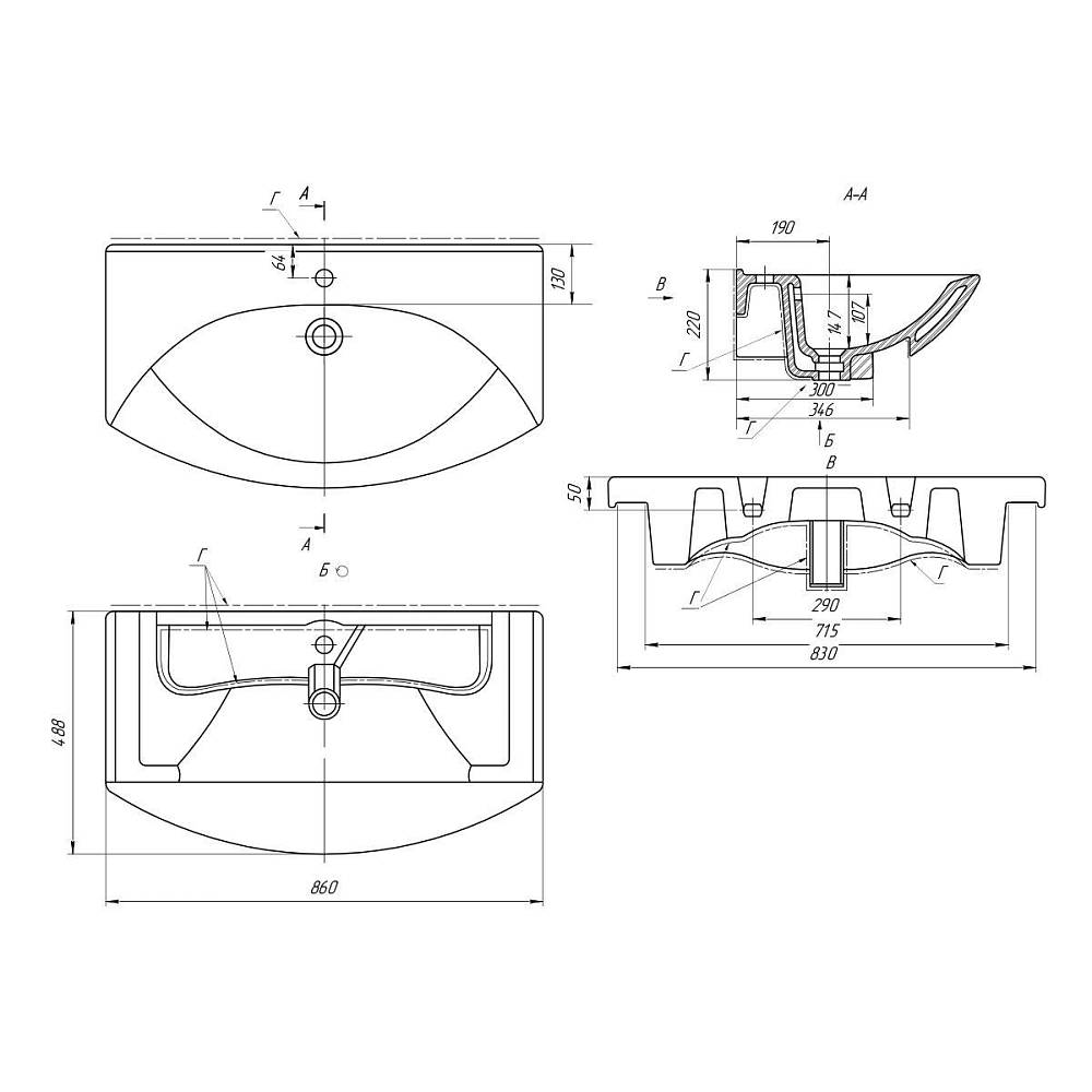 Тумба с раковиной напольная Dreja Laguna Plus 85 см, белый