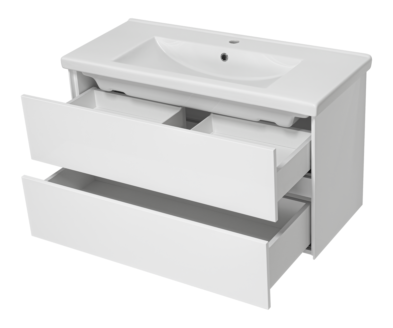 Тумба с раковиной Misty Твист 100 подвесная (белая)