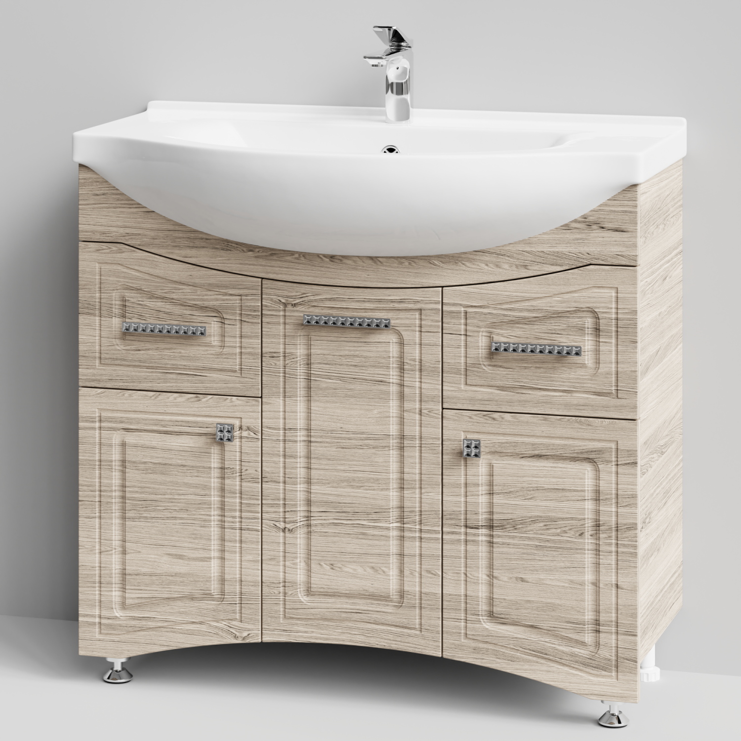 Тумба с раковиной Адам 90 напольная, Дубослив ореховый светлый, петли справа