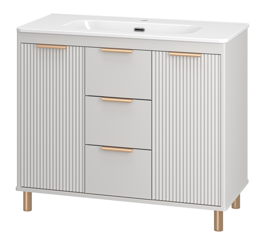 Тумба с раковиной Brevita Risacca Crema 100 напольная, серый