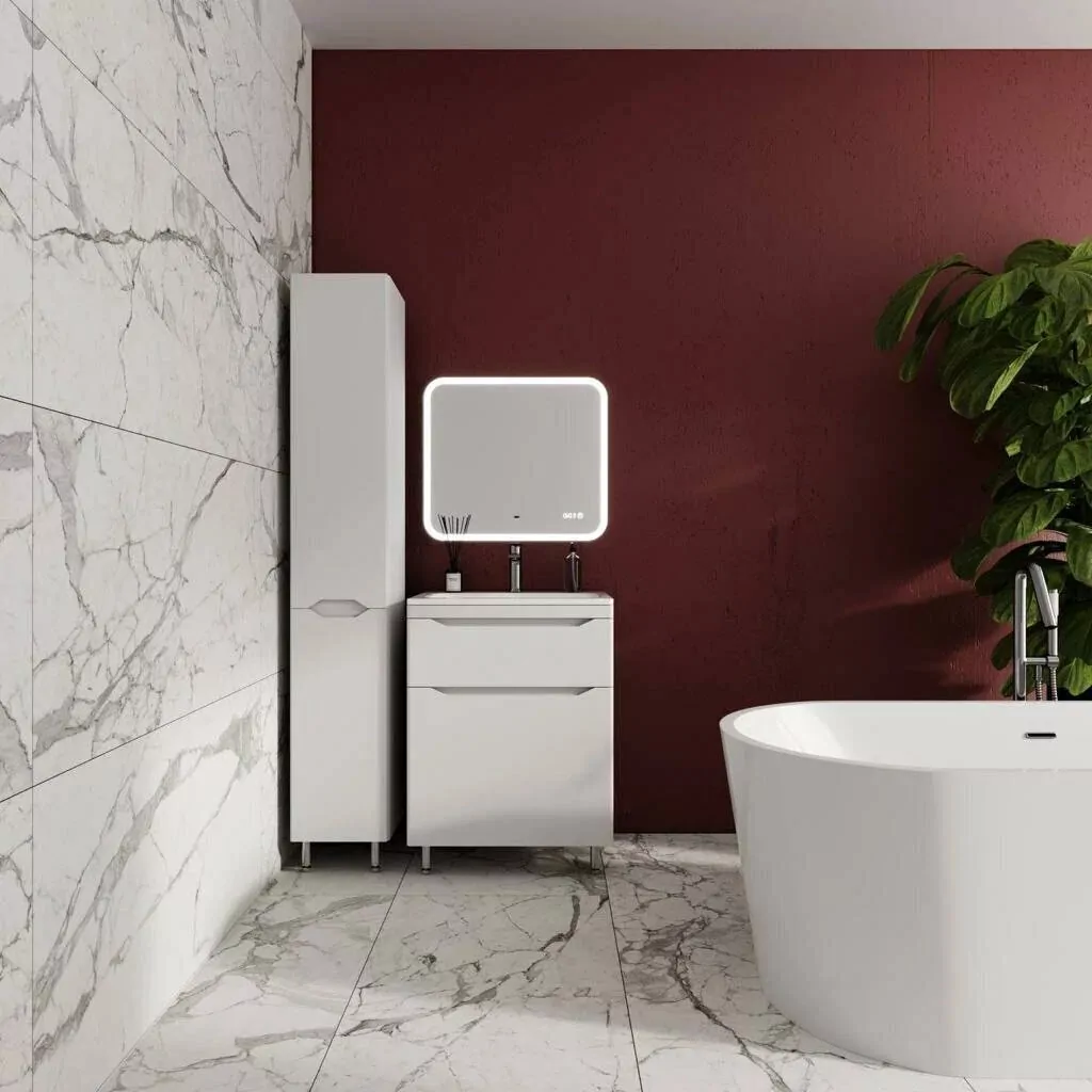 Пенал Style Line Марелла 30 R напольный, с корзиной, белый матовый