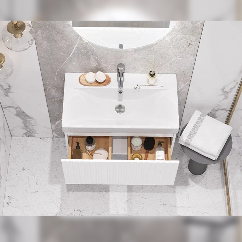 Тумба с раковиной подвесная Velvex Compo tp.COM.9696.70.1Y белый глянец, 70 см