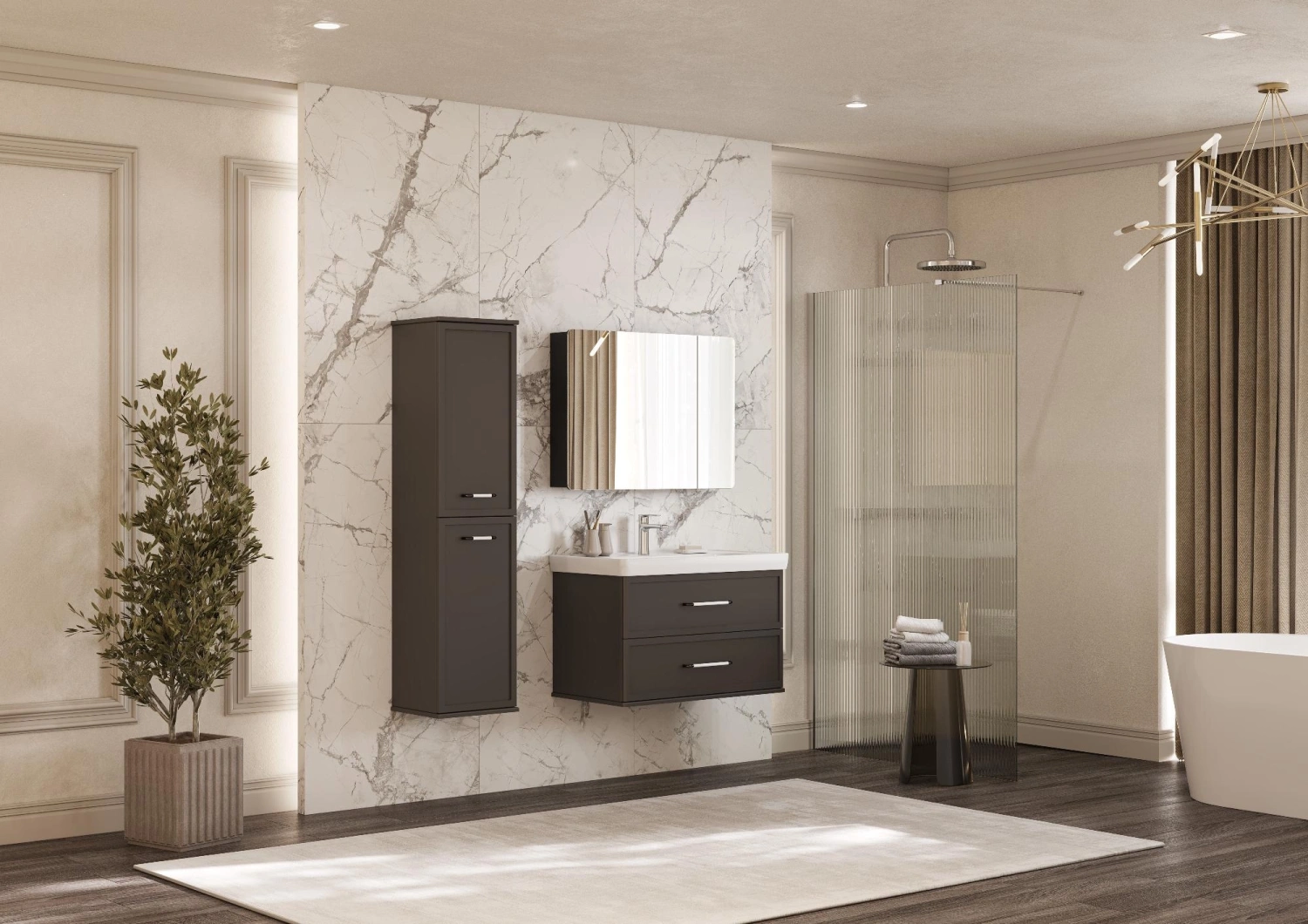 Зеркало-шкаф Aquaton Ар-Деко 105 Серый Кобальт