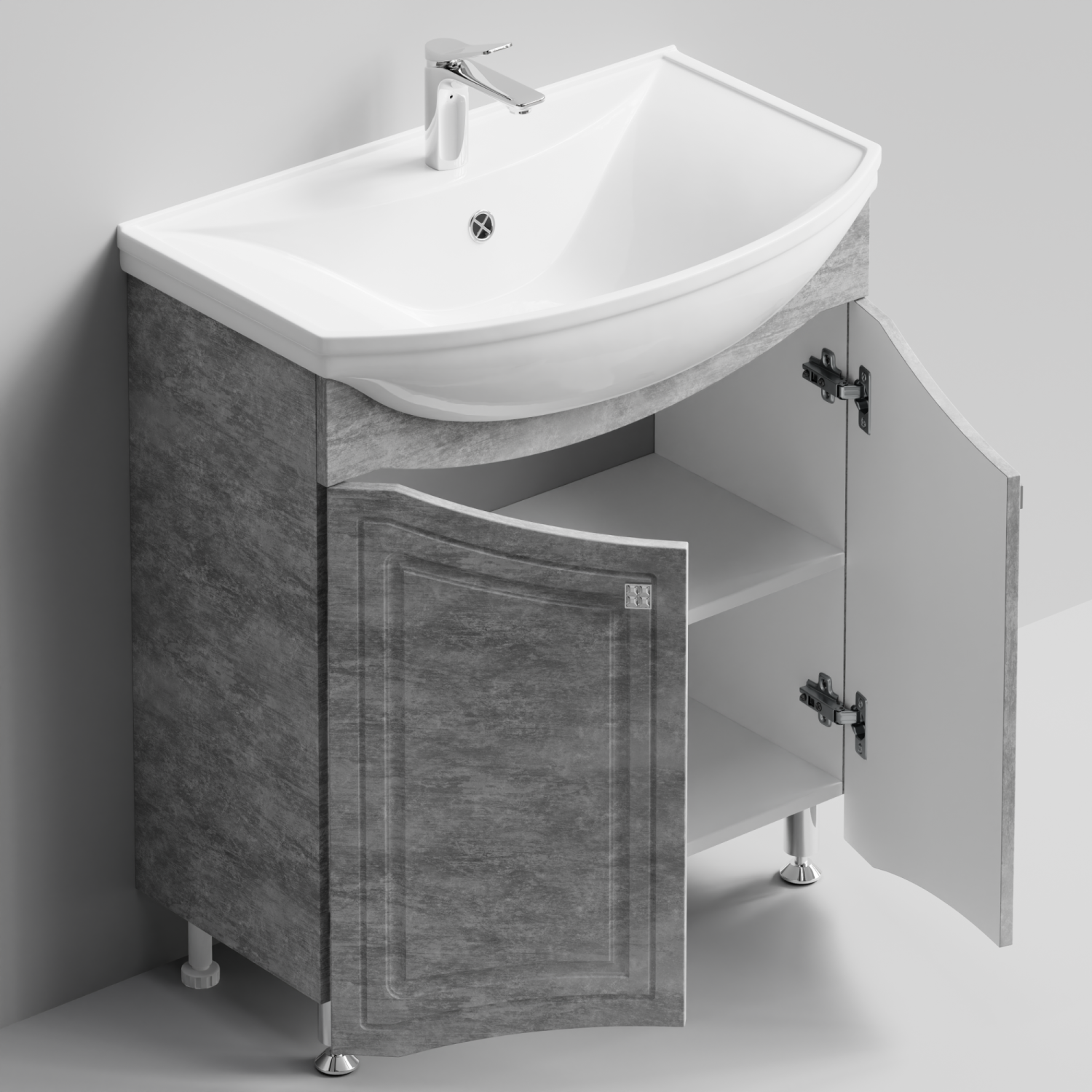 Тумба с раковиной Адам 75 напольная, Горный камень