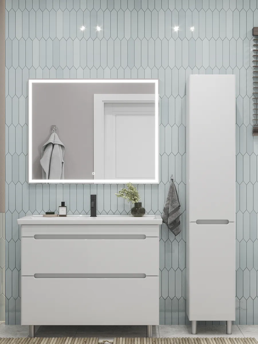 Тумба напольная SanStar Адель 100 с раковиной Фостер 100 белая