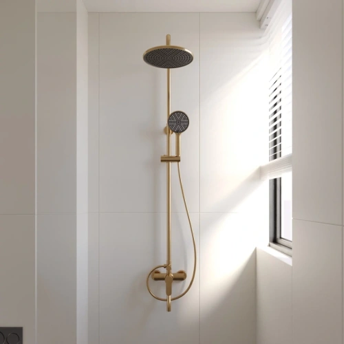 Душевая стойка Veconi TURIT U-100-G-C4, золото брашинг от магазина Vanna-Vanna.ru!