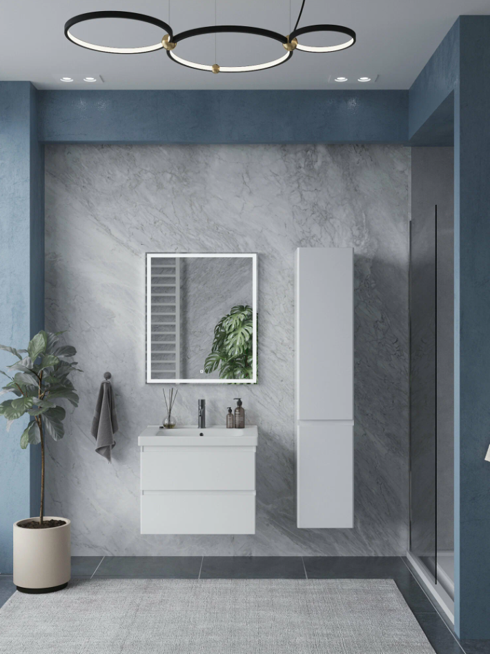 Тумба подвесная SanStar Riana 80 с раковиной Гармония 80 (комплект), белая